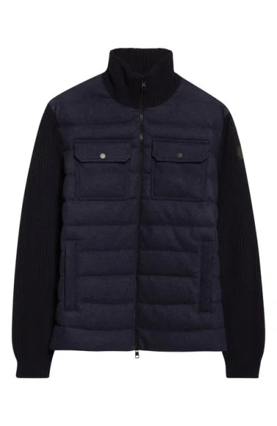 Moncler Mixed Media Cardigan In Blue