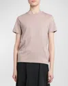 Moncler Mixed Media Crewneck T-shirt In Pink