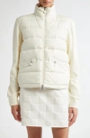 Moncler Padded Viscose Blend Zip-up Sweatshirt In Nude & Neutrals