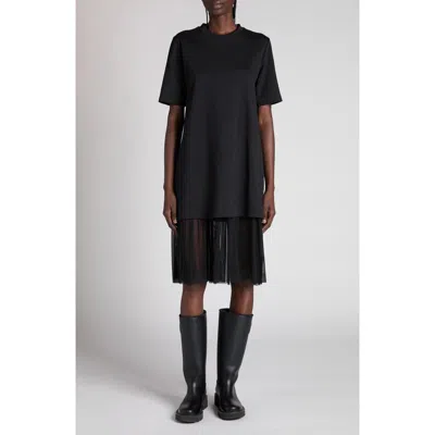 Moncler Mixed Media Dress In Black