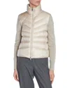 Moncler Mixed Media Wool Puffer Cardigan In Gold