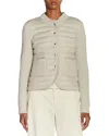 Moncler Mixed Media Leather Cardigan In Light Beige