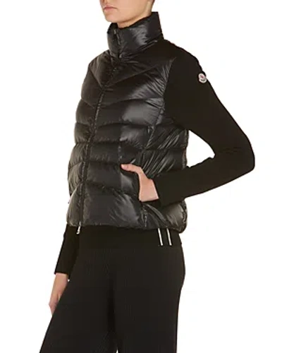 Moncler Mixed Media Puffer Jacket In Black