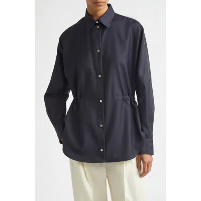 Moncler Mixed Media Snap-up Shirt In Blue