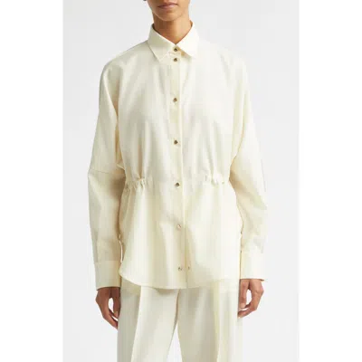 Moncler Mixed Media Snap-up Shirt In Neutral