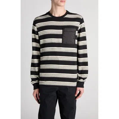 Moncler Mixed Media Stripe Long Sleeve Knit Top In Multi