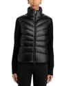 Moncler Puffer Wool Cardigan With High Collar In Black