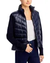 Moncler Wool-blend Puffer Cardigan In Navy