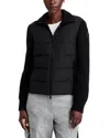 Moncler Mixed Media Zip Up Cardigan In Black