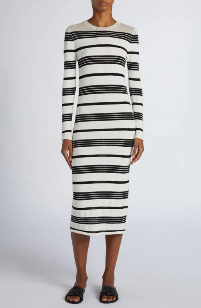 MONCLER MONCLER MIXED STRIPE LONG SLEEVE SWEATER DRESS