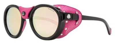 Moncler Ml0046 Leather-wrapped Sunglasses In Black