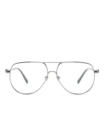 Moncler Logo-plaque Pilot-frame Glasses In 灰色