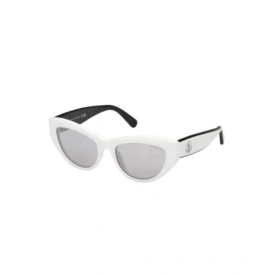 Pre-owned Moncler Mo-21364 Women White Sunglasses Pantografato Teardrop Lenses Eyeglasses In Gray