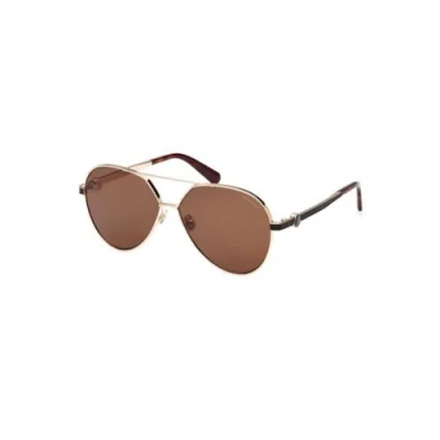 Pre-owned Moncler Mo-21365 Women Brown Sunglasses Metal Solid Aviator Full Rim Eyeglasses