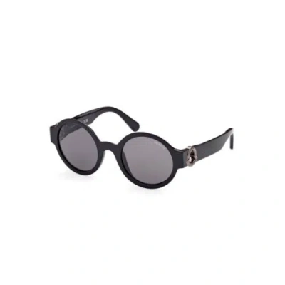 Pre-owned Moncler Mo-21749 Women Black Gray Sunglasses 100% Pantografato Round Eyeglasses