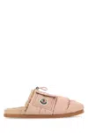 Moncler Mon Pocket Slippers With Soft Padded Design And Logo Patch In Pink