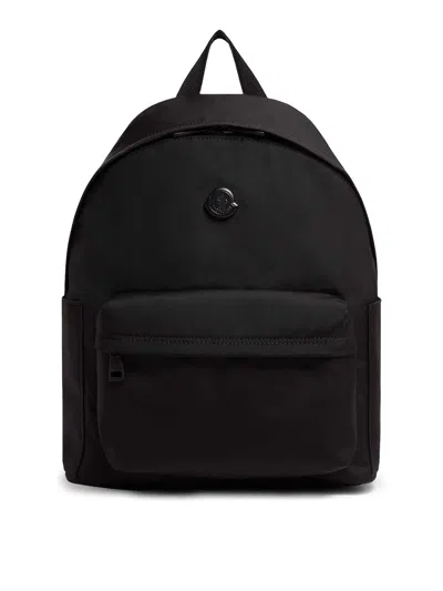 Moncler Pierrick Nylon Backpack Large Front Pocket In Black