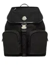 Moncler Nylon Backpack With Leather Inserts In Black