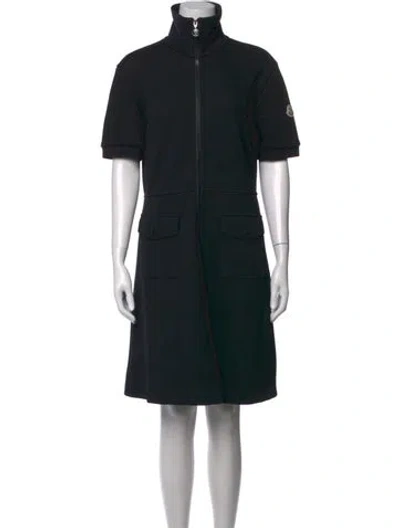 Pre-owned Moncler Mock Neck Knee-length Dress In Black