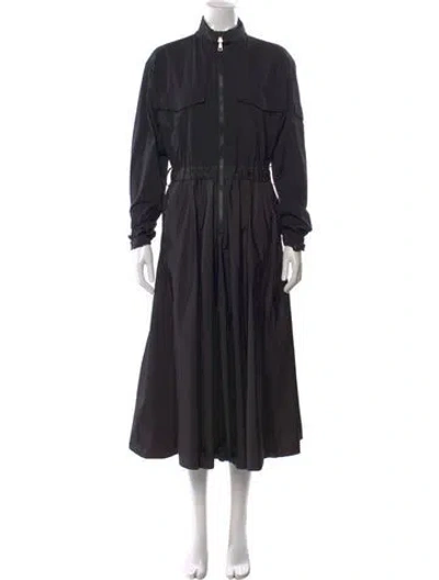Pre-owned Moncler Mock Neck Long Dress In Black