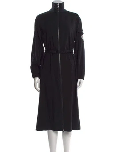 Pre-owned Moncler Mock Neck Long Dress In Black