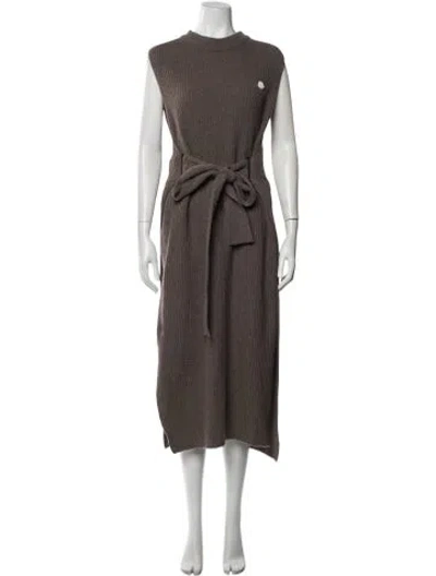 Pre-owned Moncler Mock Neck Long Dress In Brown