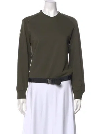 Pre-owned Moncler Mock Neck Long Sleeve Sweatshirt In Green