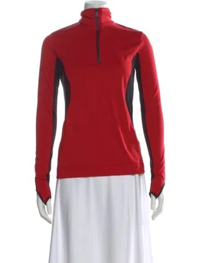 Pre-owned Moncler Mock Neck Long Sleeve Top In Red