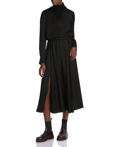 Moncler Mock Neck Midi Dress In Black