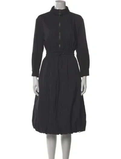 Pre-owned Moncler Mock Neck Midi Length Dress In Black