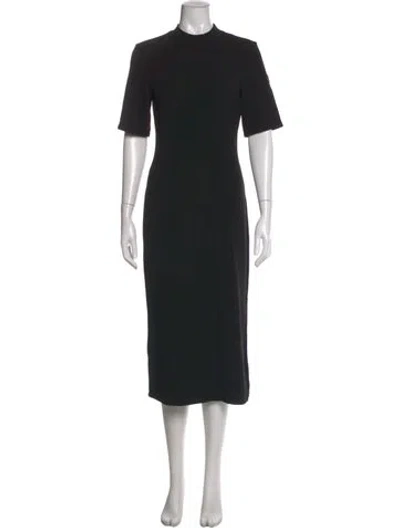 Pre-owned Moncler Mock Neck Midi Length Dress In Black