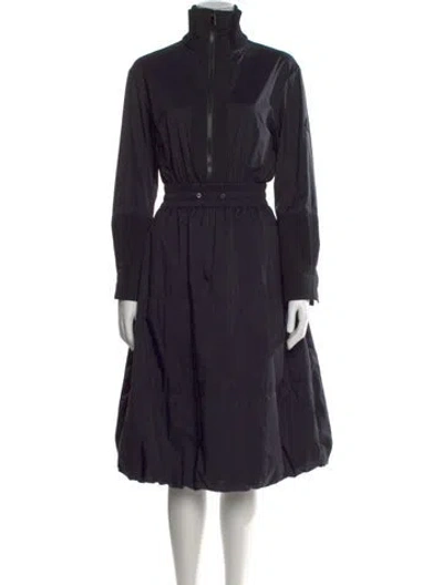 Pre-owned Moncler Mock Neck Midi Length Dress In Black