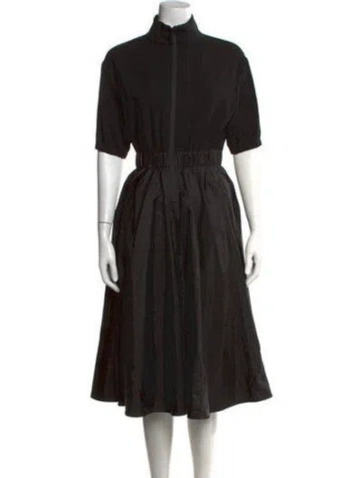 Pre-owned Moncler Mock Neck Midi Length Dress In Black