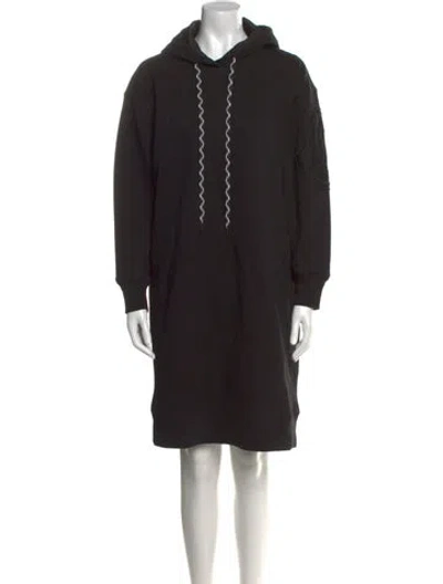Pre-owned Moncler Mock Neck Mini Dress In Black