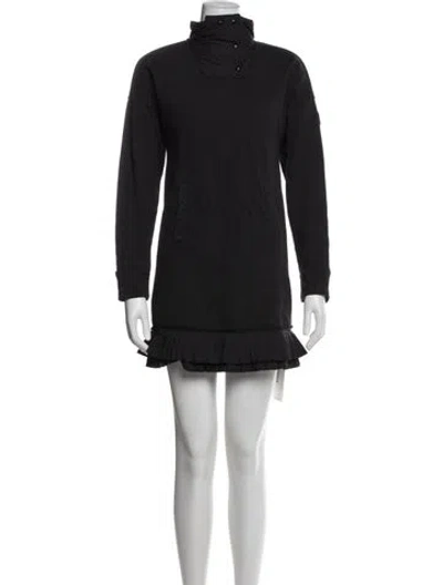 Pre-owned Moncler Mock Neck Mini Dress In Black