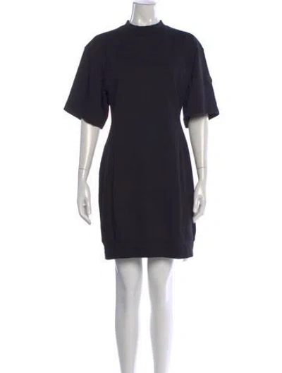 Pre-owned Moncler Mock Neck Mini Dress In Black