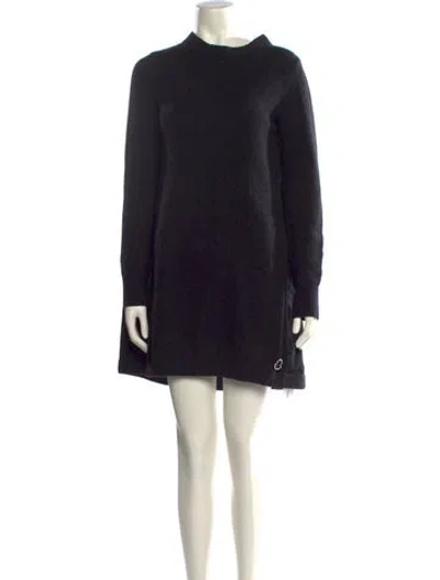 Pre-owned Moncler Mock Neck Mini Dress In Gray