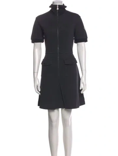 Pre-owned Moncler Mock Neck Mini Dress In Gray