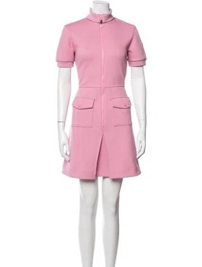 Pre-owned Moncler Mock Neck Mini Dress In Pink