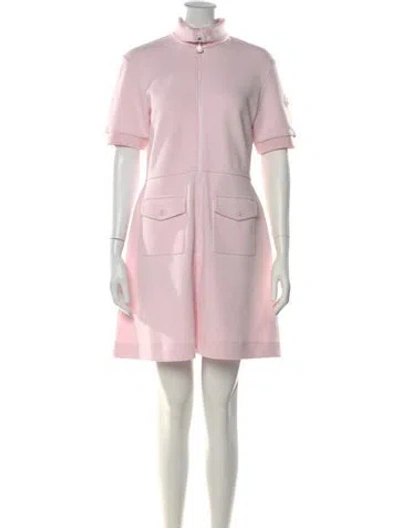 Pre-owned Moncler Mock Neck Mini Dress In Pink