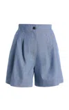 Moncler Women Light Blue Chambray Cotton Shorts, 26 Luxury Shorts For Women Darveys In Blue