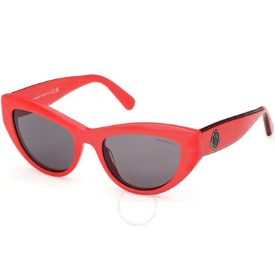 Moncler Modd Smoke Cat Eye Ladies Sunglasses Ml0258 66a 53 In Red