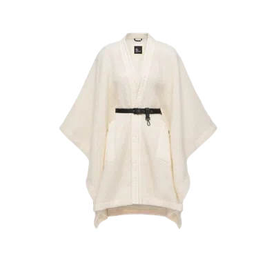 Moncler Cape Ceinturée En Mélange De Mohair, D'alpaga Et De Laine, Femme, Blanc, Taille: Uni In Neutral
