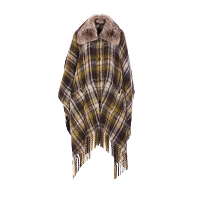 Moncler Mohair And Alpaca Cape In Blue