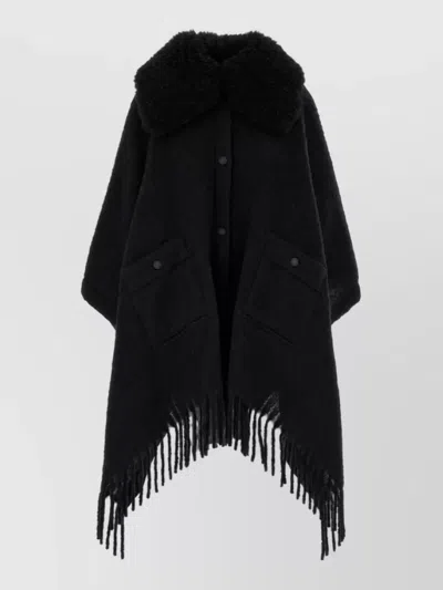 Moncler Mohair Blend Cape In Black