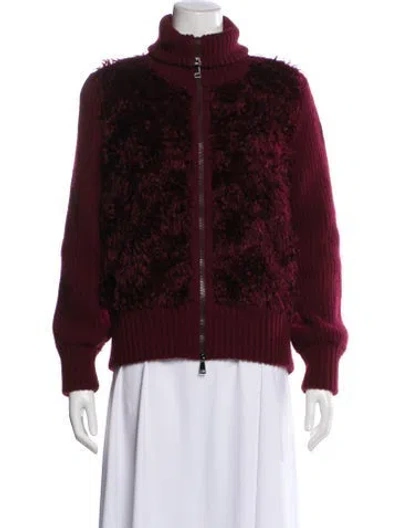 Pre-owned Moncler Mohair Bomber Jacket In Burgundy