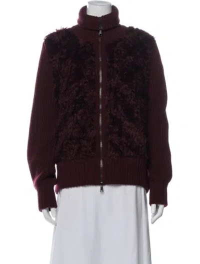 Pre-owned Moncler Mohair Down Jacket In Burgundy