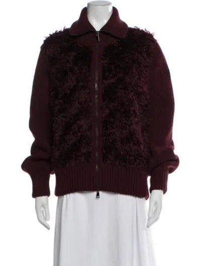 Pre-owned Moncler Mohair Down Jacket In Burgundy