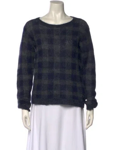 Pre-owned Moncler Mohair Plaid Print Sweater In Blue