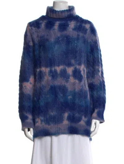 Pre-owned Moncler Mohair Tie-dye Print Sweater In Blue
